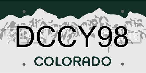 DCCY98 Colorado License Plate