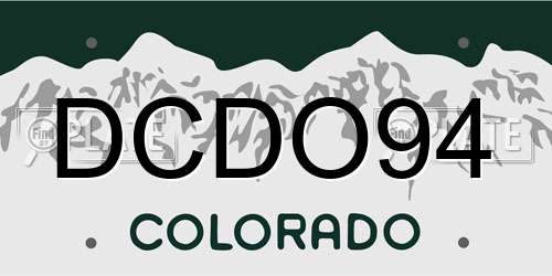 DCDO94 Colorado License Plate