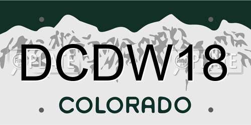 DCDW18 Colorado License Plate