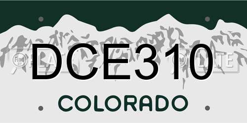 DCE310 Colorado License Plate