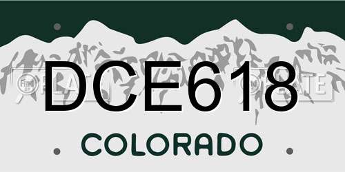 DCE618 Colorado License Plate