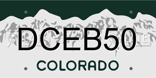 DCEB50 Colorado License Plate