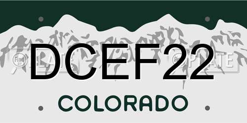DCEF22 Colorado License Plate
