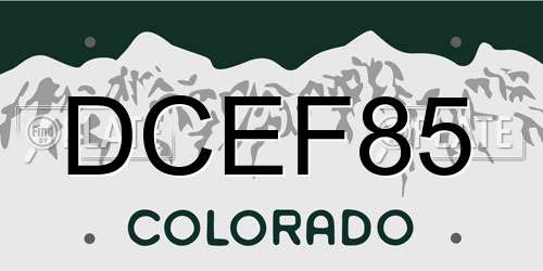 DCEF85 Colorado License Plate