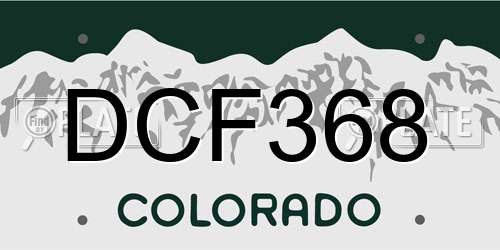 DCF368 Colorado License Plate