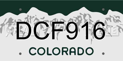 DCF916 Colorado License Plate