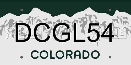 DCGL54 Colorado License Plate