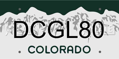 DCGL80 Colorado License Plate
