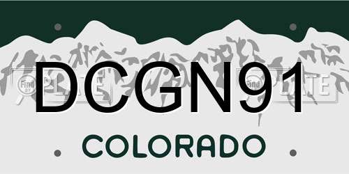 DCGN91 Colorado License Plate