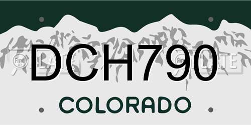 DCH790 Colorado License Plate