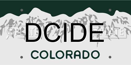 DCIDE Colorado License Plate