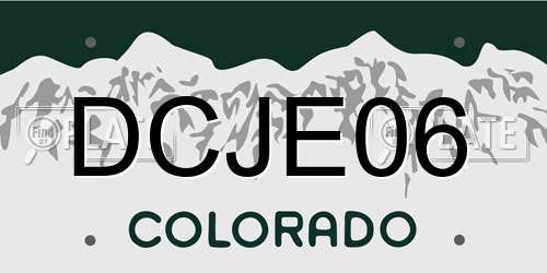 DCJE06 Colorado License Plate