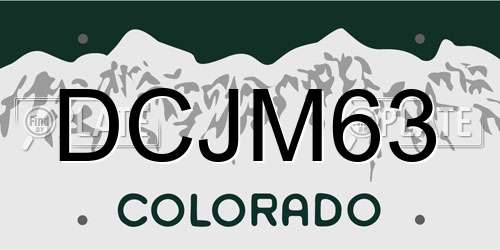 DCJM63 Colorado License Plate