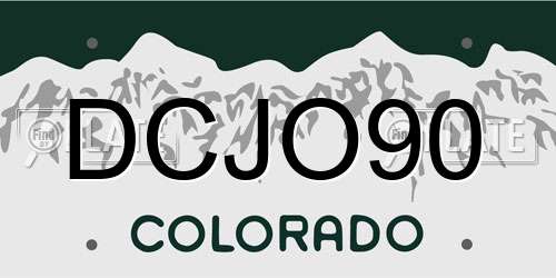 DCJO90 Colorado License Plate