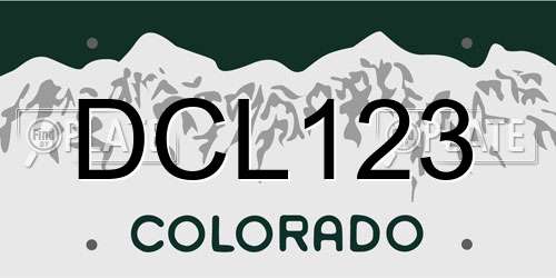 DCL123 Colorado License Plate