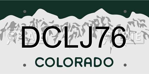 DCLJ76 Colorado License Plate
