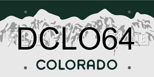 DCLO64 Colorado License Plate