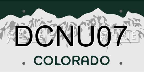 DCNU07 Colorado License Plate