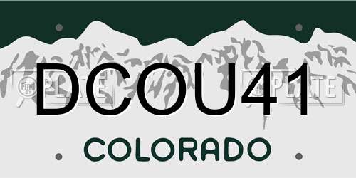 DCOU41 Colorado License Plate
