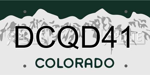 DCQD41 Colorado License Plate