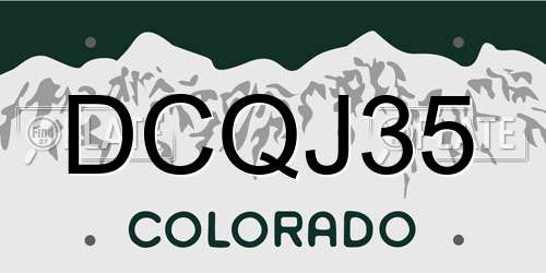 DCQJ35 Colorado License Plate