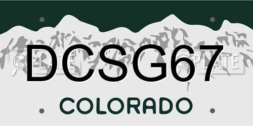 DCSG67 Colorado License Plate