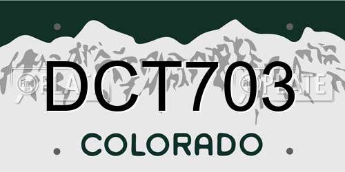 DCT703 Colorado License Plate