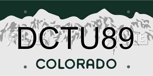 DCTU89 Colorado License Plate