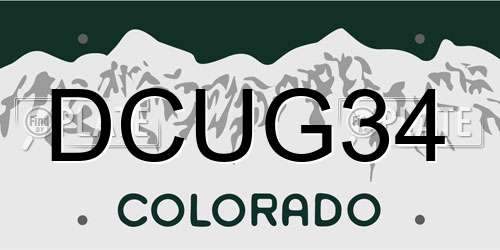 DCUG34 Colorado License Plate