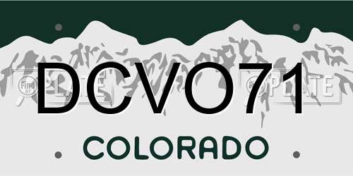 DCVO71 Colorado License Plate