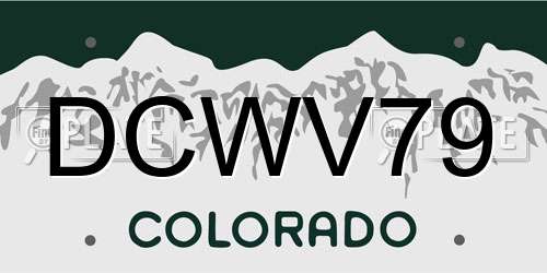 DCWV79 Colorado License Plate