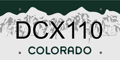 DCX110 Colorado License Plate