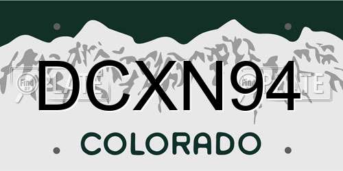 DCXN94 Colorado License Plate