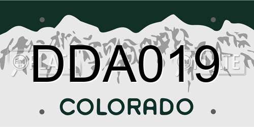 DDA019 Colorado License Plate