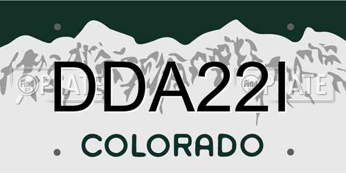 DDA22I Colorado License Plate