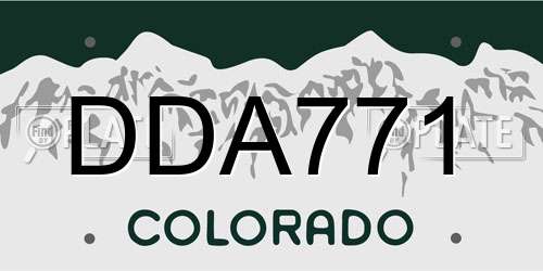 DDA771 Colorado License Plate