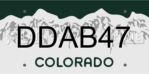 DDAB47 Colorado License Plate