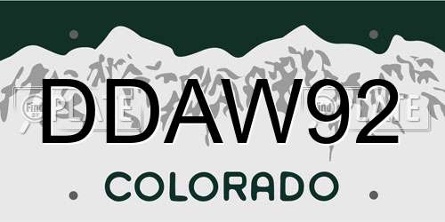 DDAW92 Colorado License Plate
