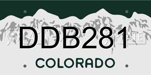 DDB281 Colorado License Plate