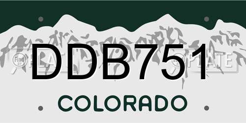 DDB751 Colorado License Plate