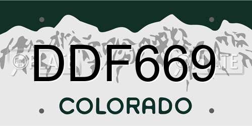 DDF669 Colorado License Plate