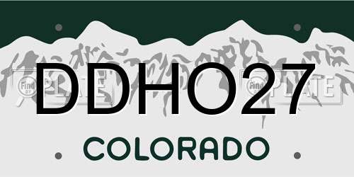 DDHO27 Colorado License Plate