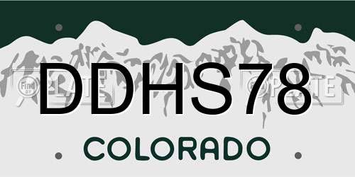 DDHS78 Colorado License Plate