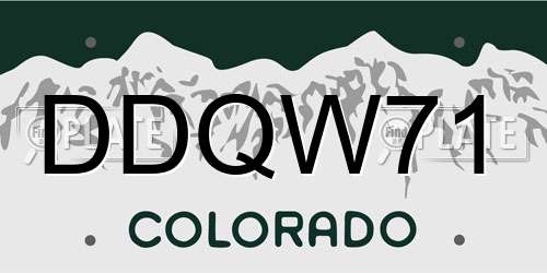 DDQW71 Colorado License Plate