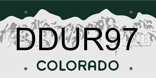 DDUR97 Colorado License Plate