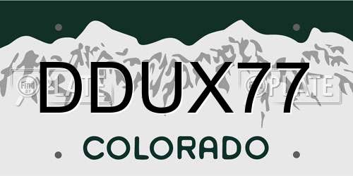 DDUX77 Colorado License Plate