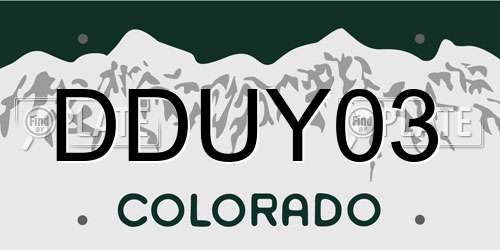 DDUY03 Colorado License Plate