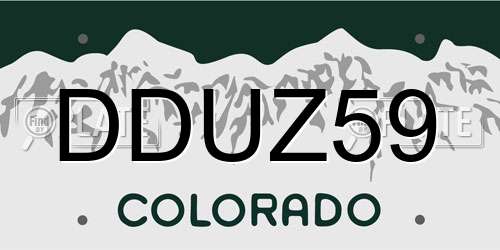 DDUZ59 Colorado License Plate