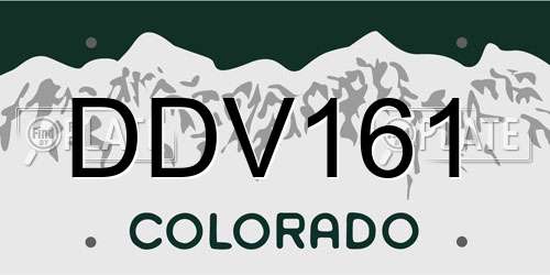 DDV161 Colorado License Plate