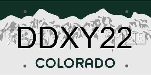 DDXY22 Colorado License Plate